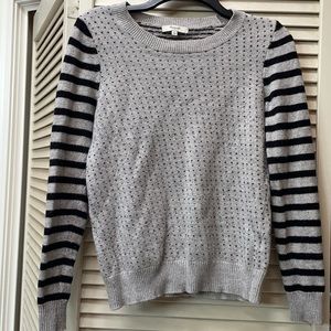 Madewell grey and black stripped and polka dot sweater